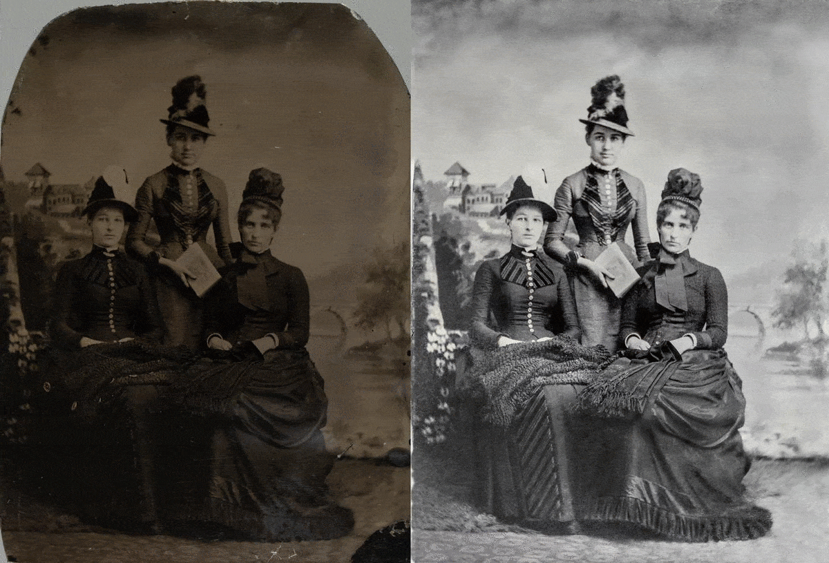 Severe photo restoration example